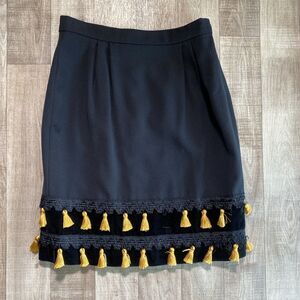 Marinelli France Tassel Mid Length Skirt Festival Boho Size EU 42